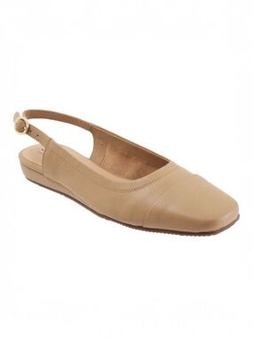 Softwalk Womens Vittoria Slingback Leather Nude Flat Comfort Shoes‎ Size 8 Wide